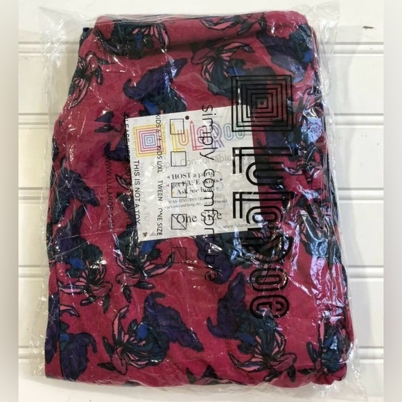 LuLaRoe OS One Size Leggings Fighting Beta Fish Bubbles Women Size 2-10 Pink New - Picture 5 of 12